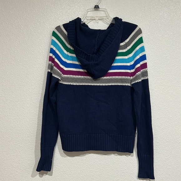 NEW Navy Blue  AEROPOSTALE Striped SWEATER Henley HOODIE Size XL X-Large NWT - Picture 2 of 9